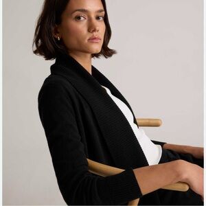 Quince Women's Black Open Front Sweater Caridgan. Cashmere. medium